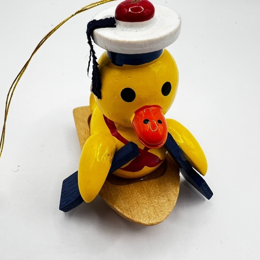 MINT Vtg 1984 Erzgebirge Germany Ornament Ducks Boat Toy Hand Painted Wood